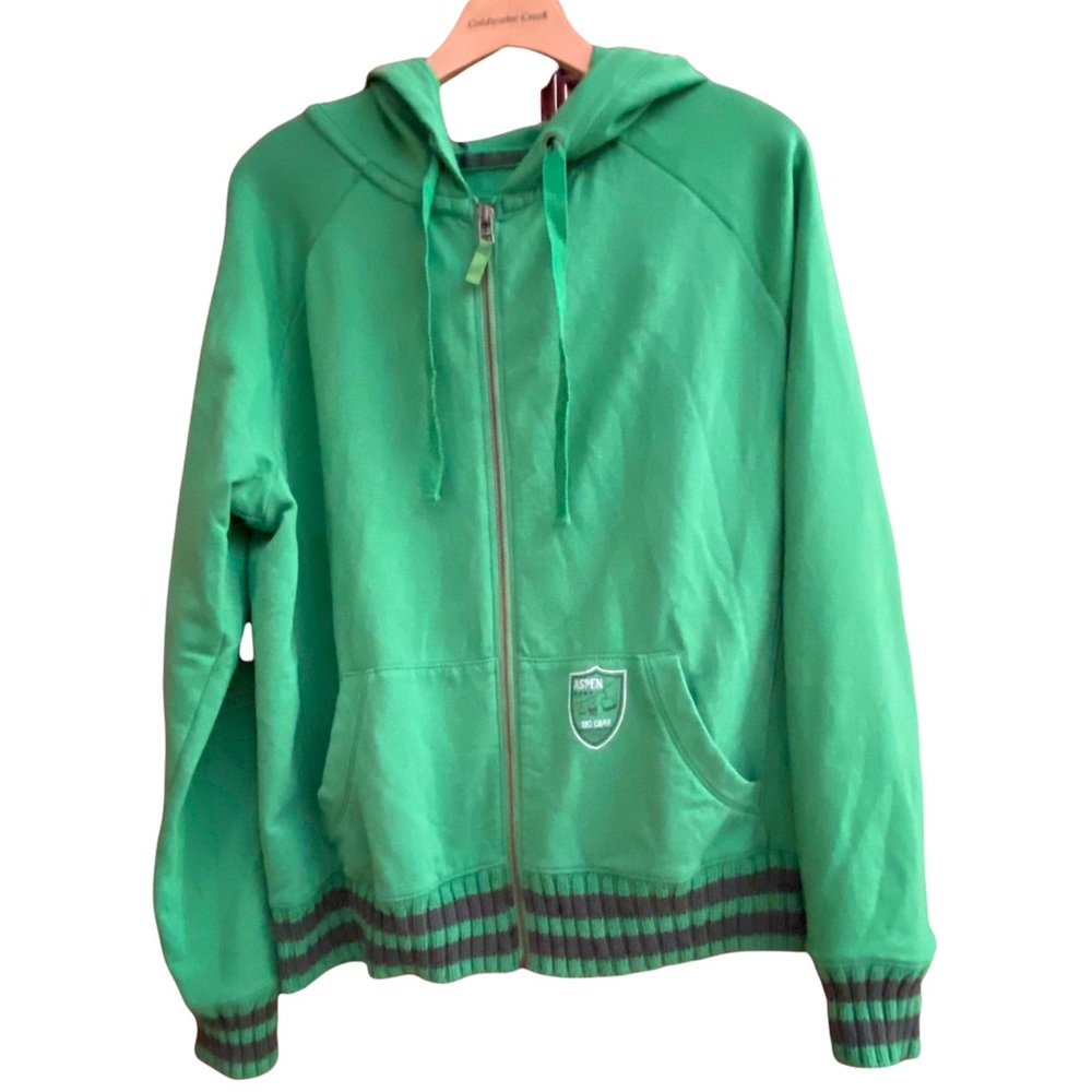 OLD NAVY Aspen Green Zip Front Varsity Sweatshirt Hoodie Size XL